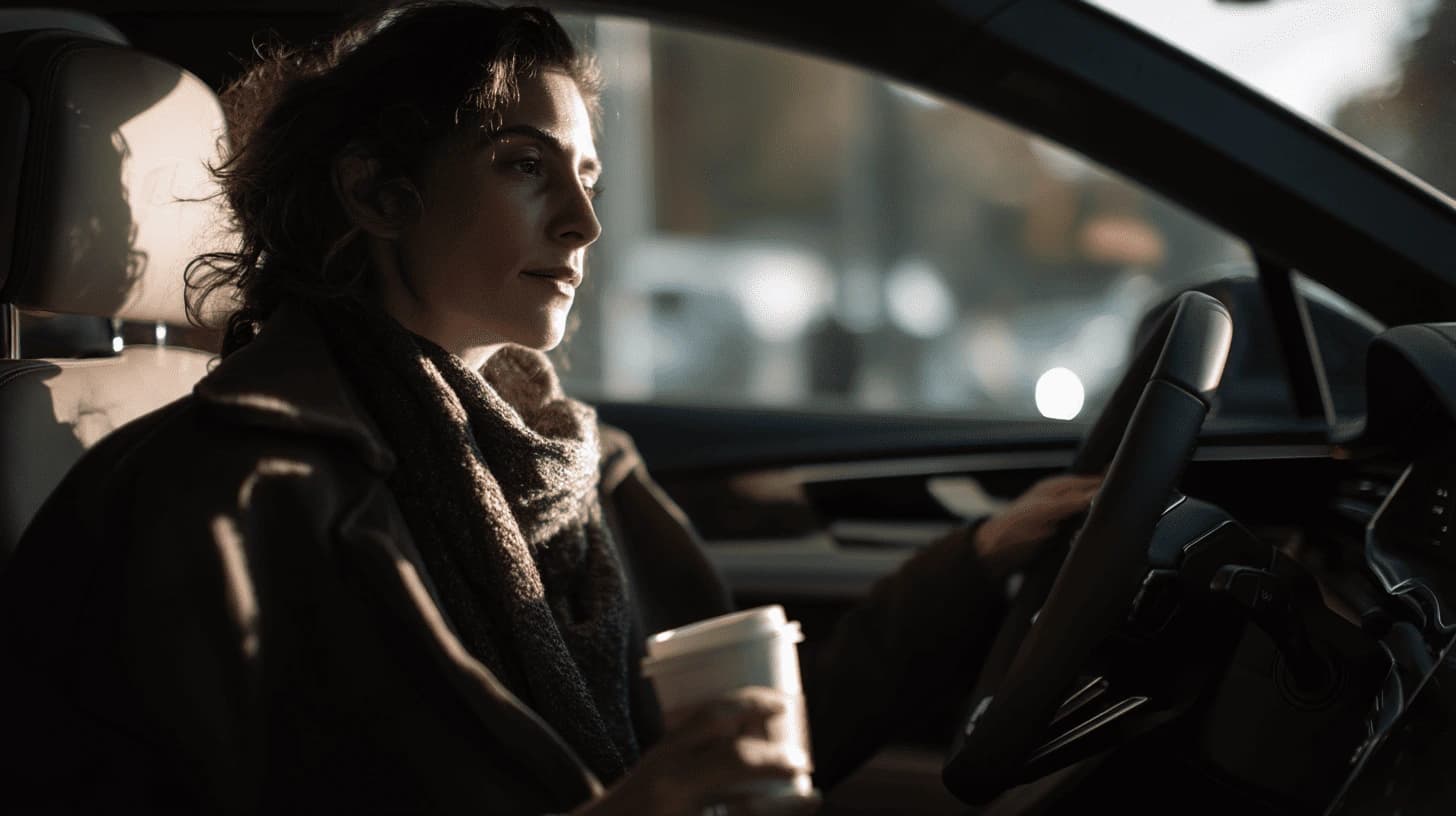 Woman driving a premium rental car