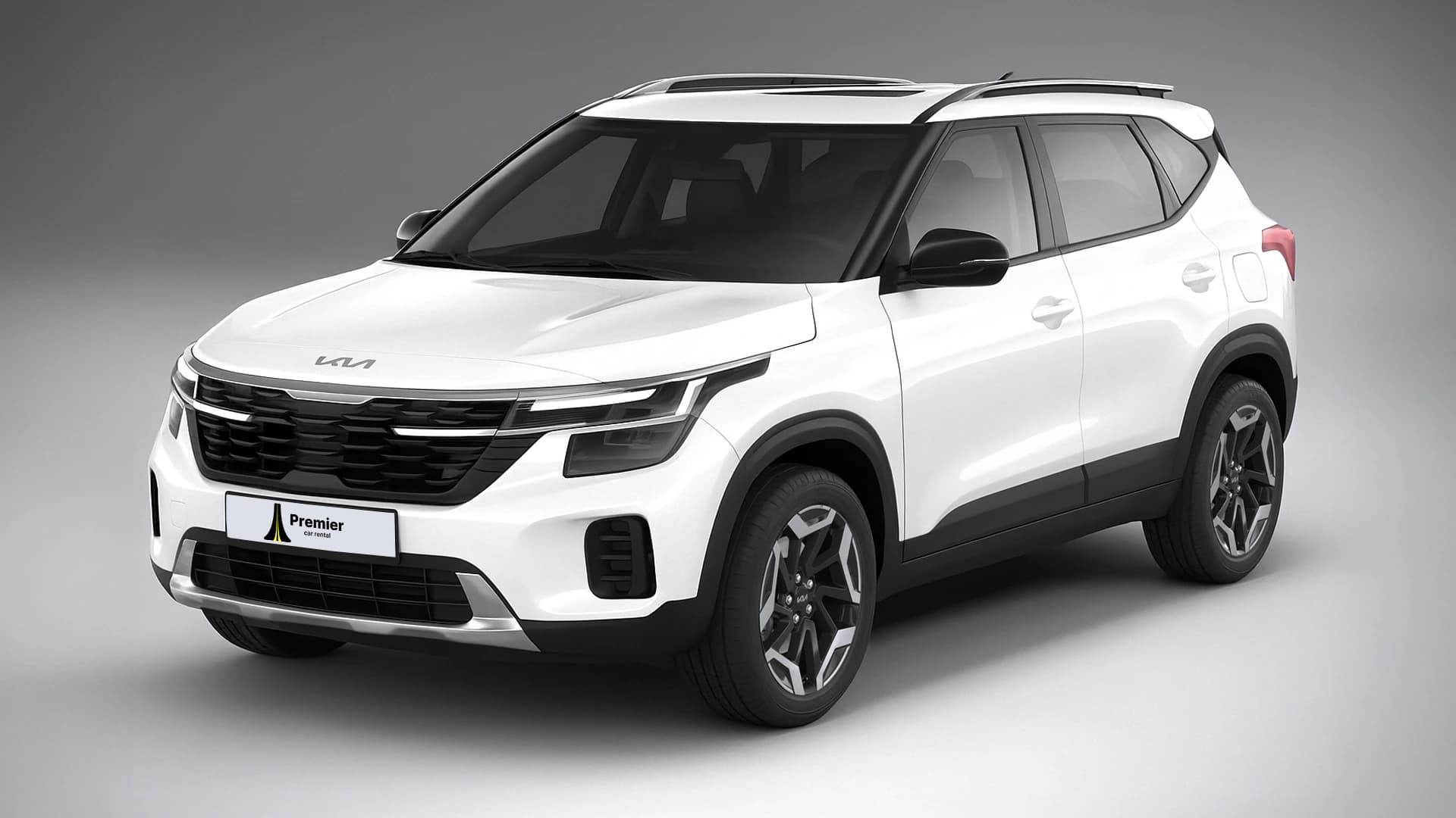 White Kia Seltos representing the Small SUV class
