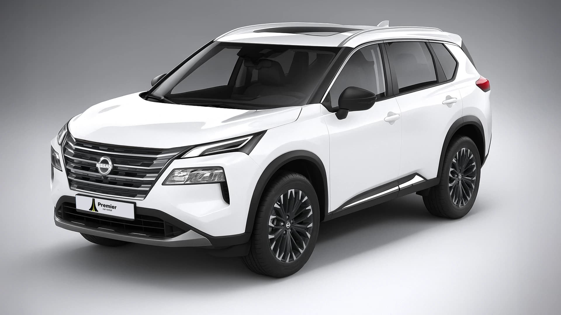 White Nissan Rogue representing the Midsize SUV class