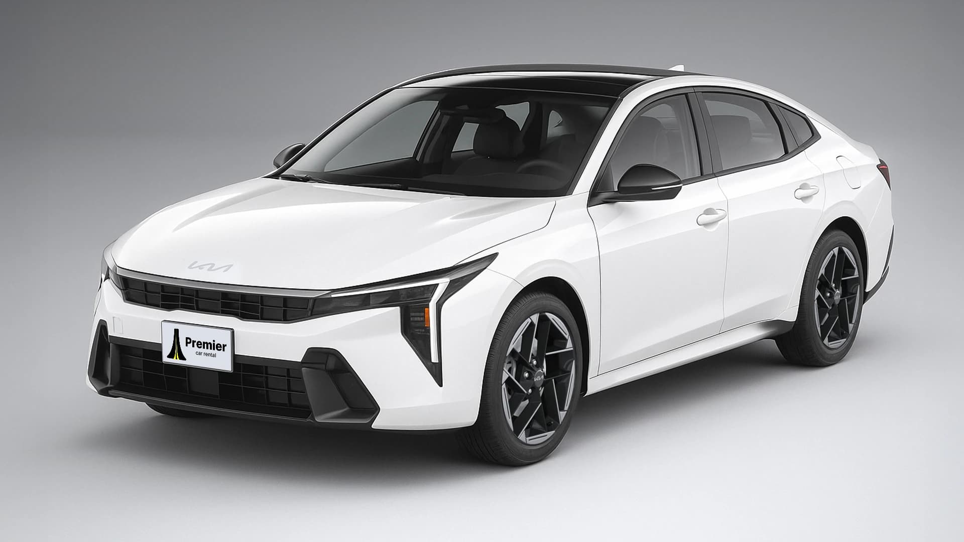 White Kia K4 representing the Mid size Sedan class